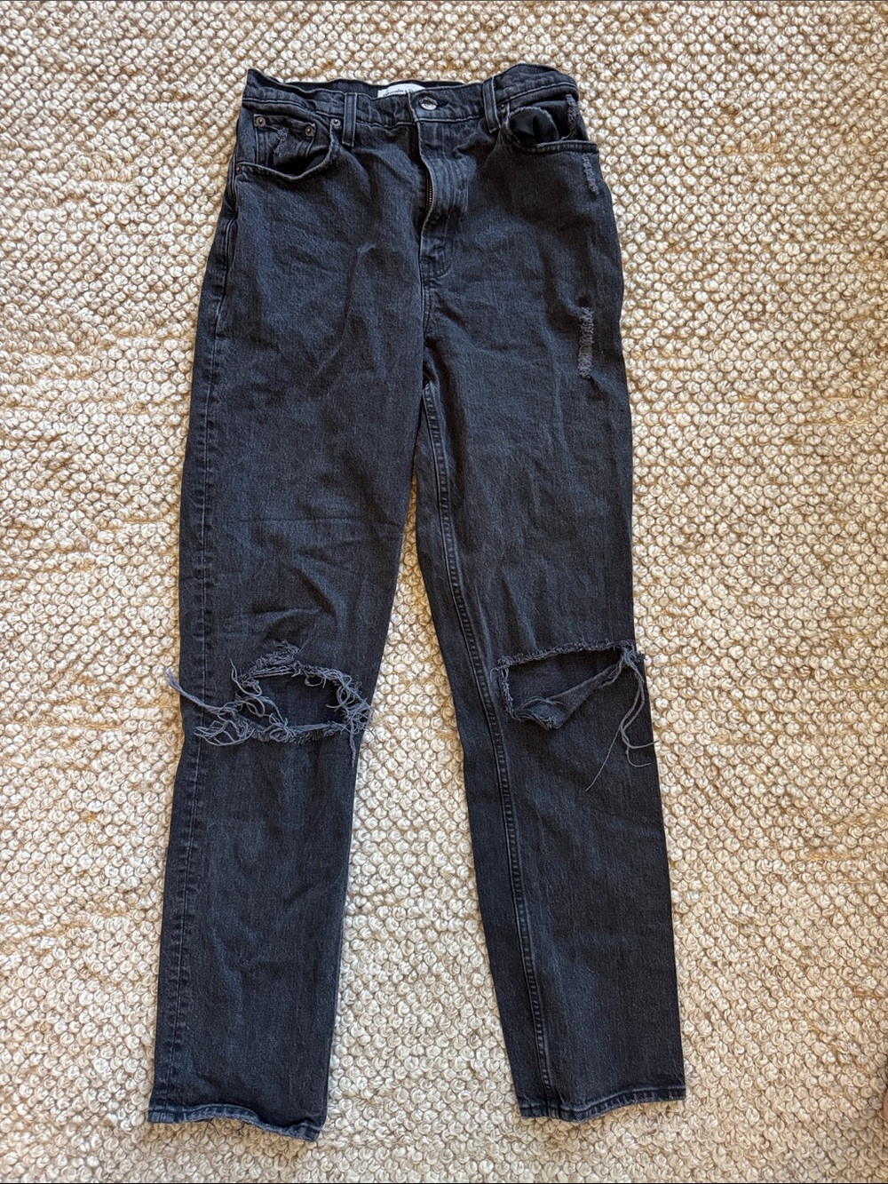 Abercrombie Black Curve Love Distressed Women's Jeans